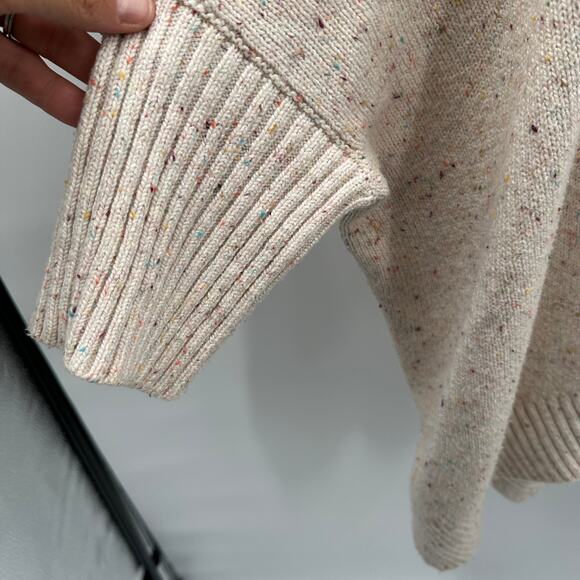 LOFT Cream Speckled Turtleneck Poncho Sweater // L - Picture 8 of 10